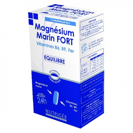 MAGNESIUM MARIN FORT - 60 cps - VITAMINES B6 B9 ET FER - NUTRIGEE
