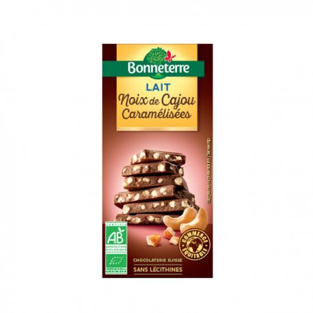 Chocolat Lait Noix de Cajou Caramélisées Bio - Bonneterre
