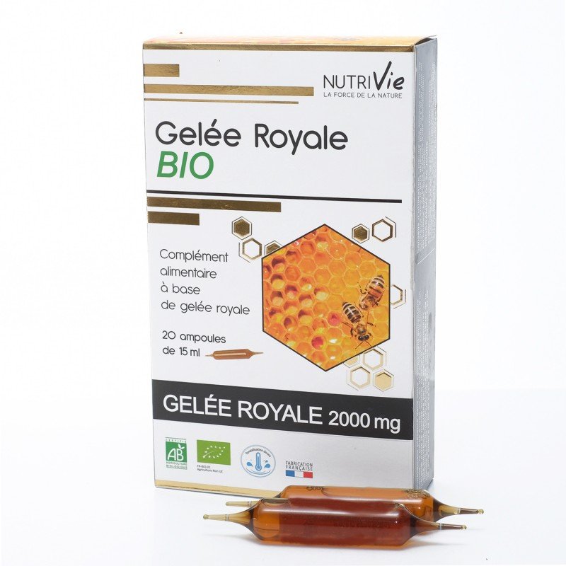 Complément alimentaire gelée royale bio en ampoules Nutrivie